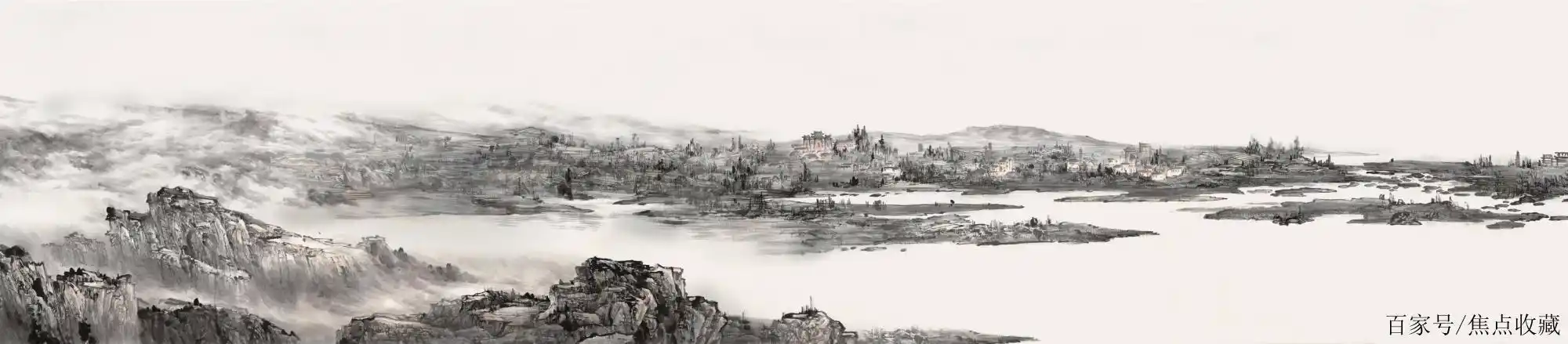 王建玉山水画长卷《汾水长流》