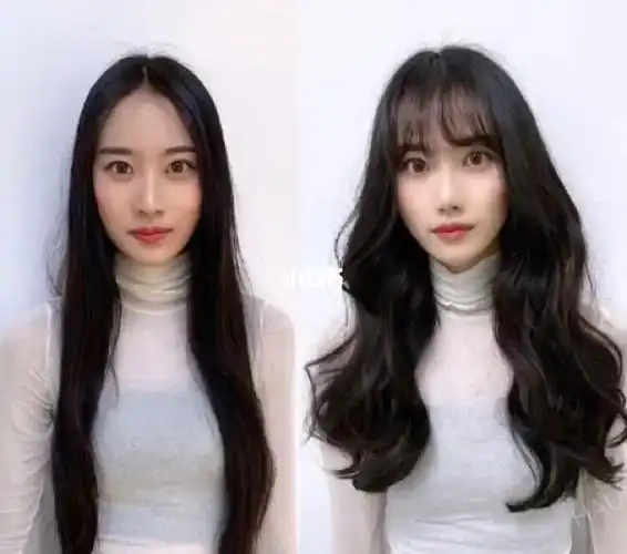 看看老妹直发卷发对比