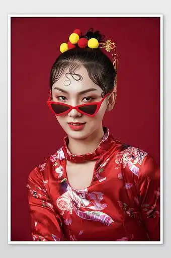 时尚复古男女国潮美女墨镜戏曲风格写真