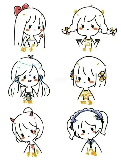 十二星座的可爱简笔画简笔画星座绘画可爱简笔画