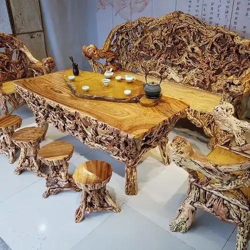 根雕茶几古典家居根艺茶桌茶台实木根艺凳椅沙发红木原木家具整套