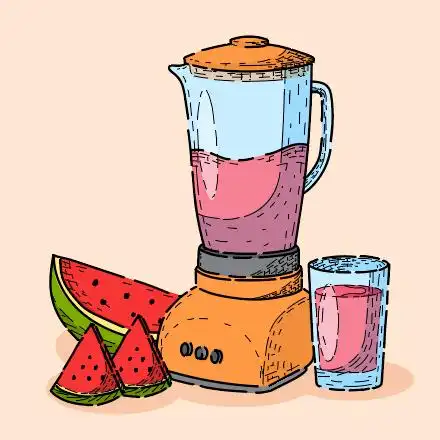 创意卡通西瓜果汁榨汁机矢量素材