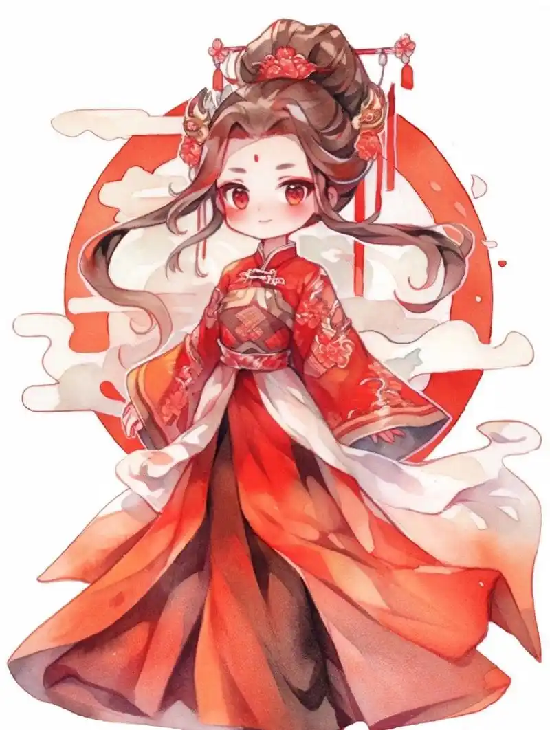 q版古风人物全身立绘 她真的好像月饼,大家是喜欢五仁月饼,还是水果味