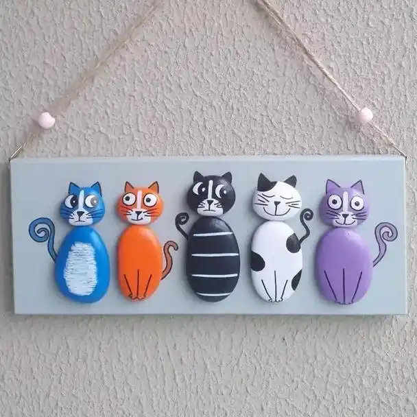 可爱的猫咪石头画分享来咯.快去捡几颗石头一起来试试吧! 制作 - 抖音