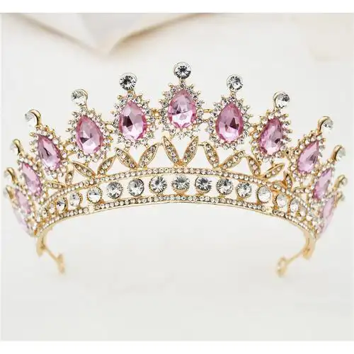 新娘巴洛克水滴皇冠头饰红色结婚金色半冠王冠发饰品影楼造型配