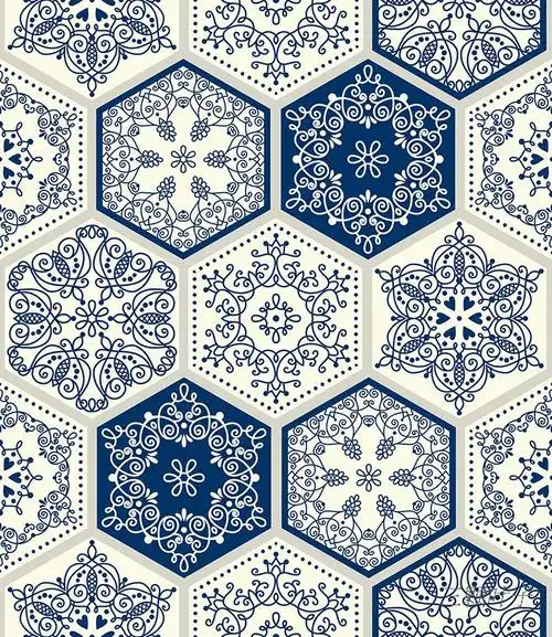 矢量图案中国传统装饰四方连续吉祥纹样花卉几何花纹设计素材s162