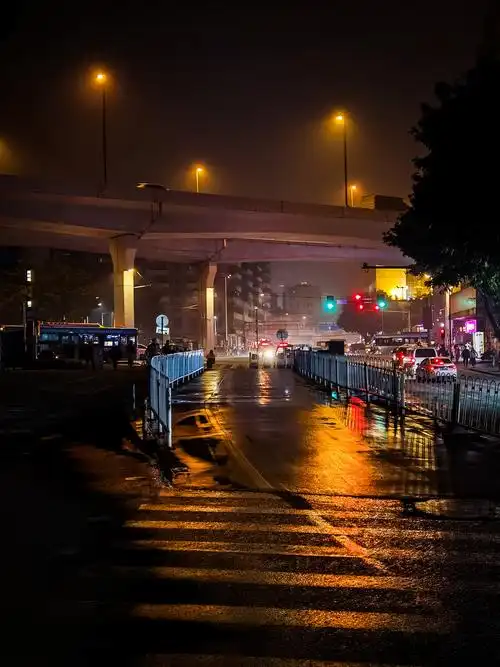 雨中的街头夜景