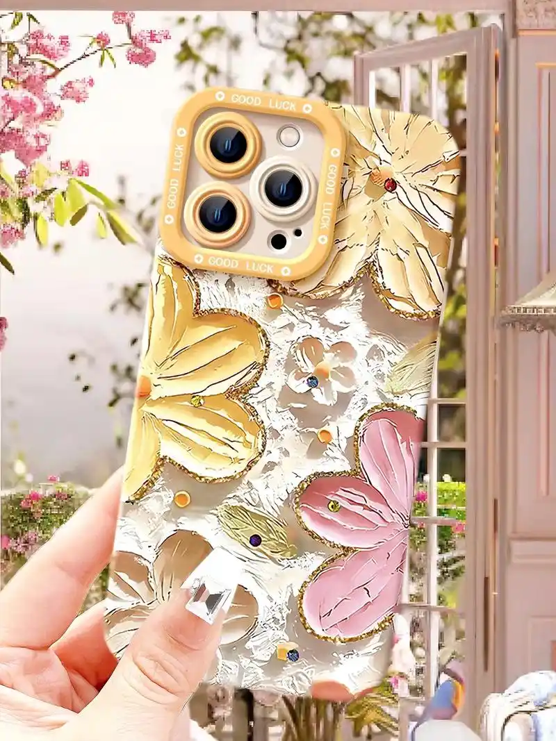 小清新油画花朵手机壳真滴太好看啦#这个手机壳真的长在我心巴上