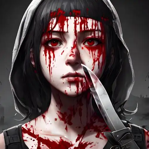 恐怖女生拿刀带血头像