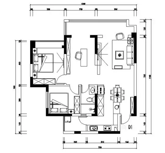 100平润峨眉现代风格-平面设计图及设计说明