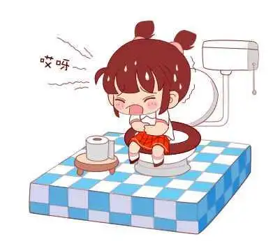小女孩坐马桶上拉肚子的漫画图-健康图库-百年养生网