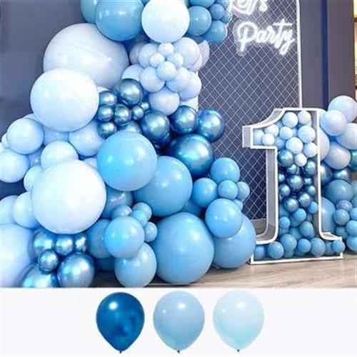 派对蓝色马卡龙气球链宝宝周岁生日装饰店铺开业场景布置汽球拱门