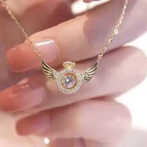 周大福焕美跳动的心灵动天使的翅膀纯银项链女轻奢小众原创设计感
