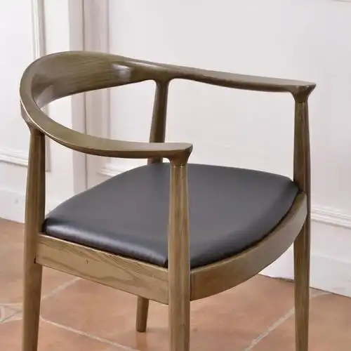 总统椅麻将椅简约实木椅子家用靠背扶手餐椅圈椅休闲椅牛角广岛椅木
