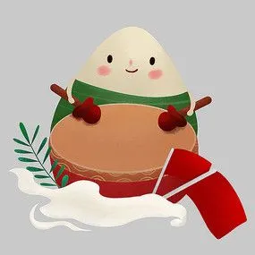 打鼓粽子端午原创元素