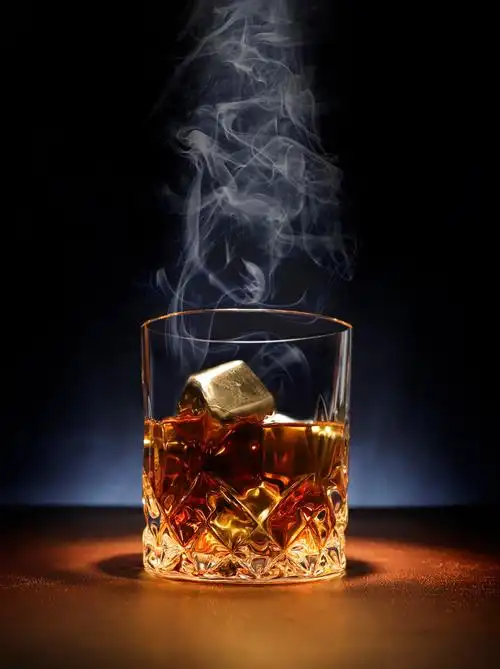 单灯下的洋酒杯