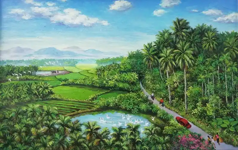 欣赏陈德雄新作油画《美丽的绿色家园》