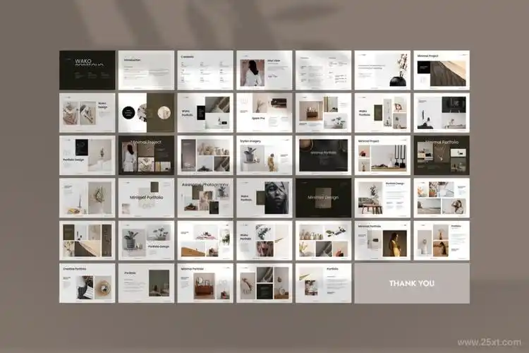 横版的个人作品集设计indesign模板