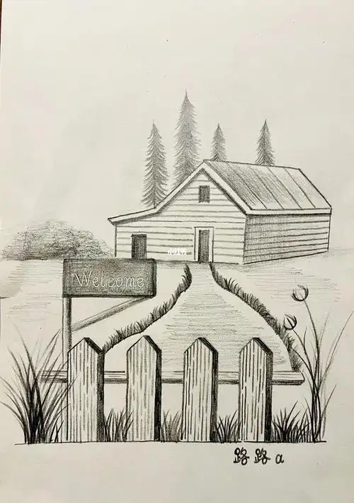 临摹铅笔画丨素描风景画7890