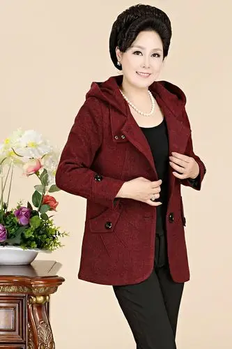 中老年女装春秋装新款时尚中年妈妈装女式毛呢外套高档大衣