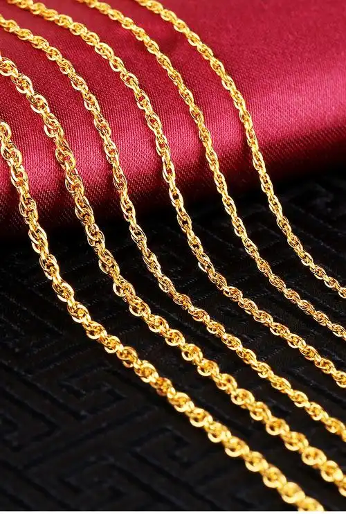 老凤凰黄金项链女款999足金链子经典款式黄金绞丝链素链女士百搭锁骨