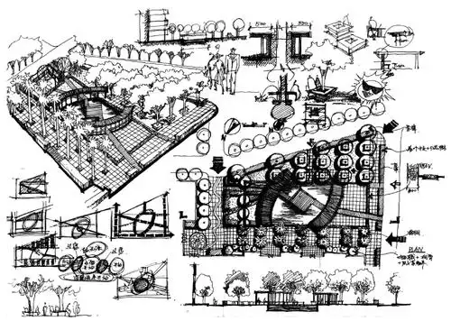构思草图和分析图-景观设计要素图解创意表现-图片