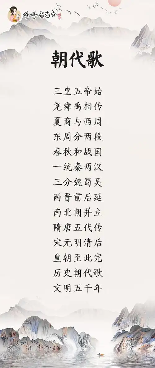 朝代歌中国历史朝代顺口溜