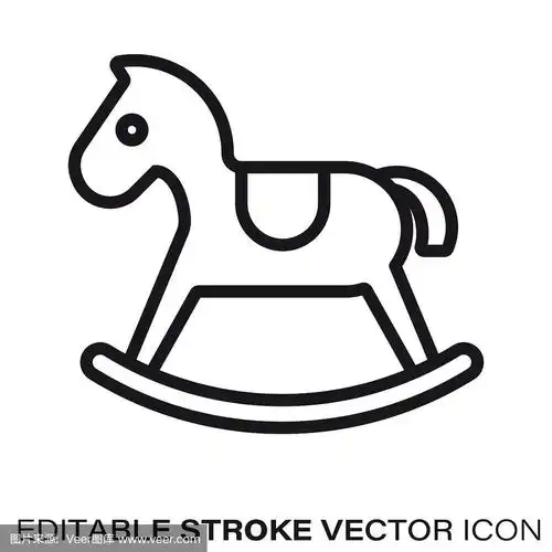 摇摆木马,矢量,线图标,轮廓,白色背景
