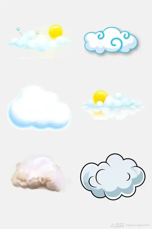 炫彩时尚卡通云朵白云免抠素材