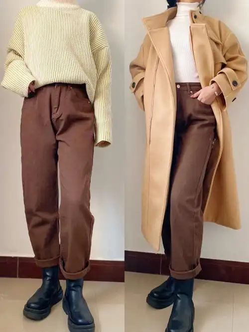 咖啡色裤子90足够了秋冬穿搭|秋冬裤子|平价裤子|复古穿搭|百搭裤子