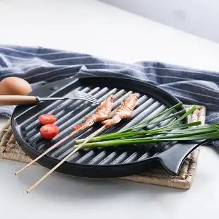 铁板烧牛排烤盘家用圆形烧烤肉煎盘鱼形韩式烤鱼盘明火电陶炉专用