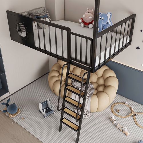 床铁艺吊床卧室省空间高架床单上层复式二楼小户型空中床家用全套