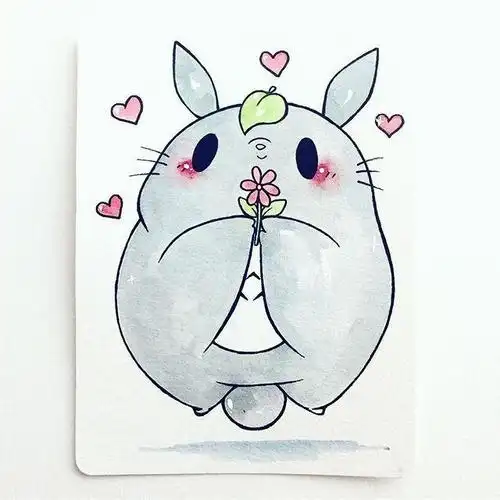 呆萌小动物简笔画女孩可爱卡通