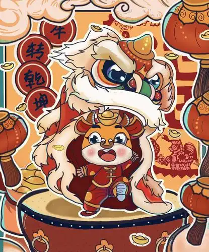 牛年手绘海报|插画|艺术插画|qy设计 - 原创作品 - 站酷 (zcool)