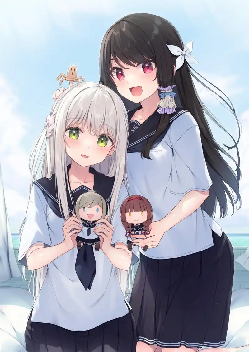 jk双姐妹,手上的玩偶也是姐妹款哟[你懂的]#二次元#  画师:つちくれ