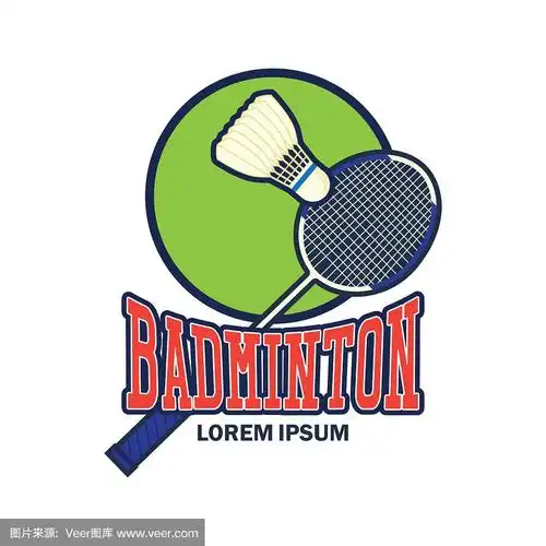 羽毛球标志与文字空间为您的口号/标签线,矢量插图