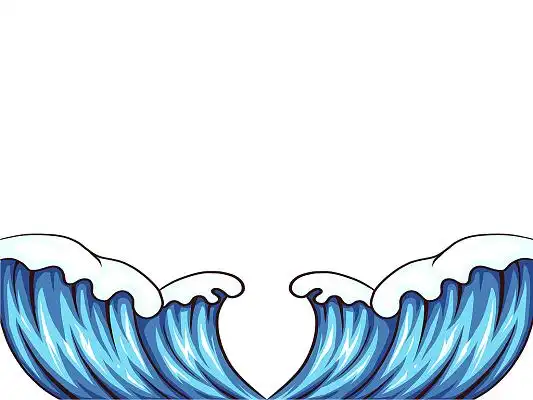 蓝色线条卡通浪花波浪大海海浪png素材元素