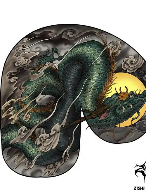 (客订)云中龙半甲纹身_纹身图案手稿图片_子时的纹身作品集
