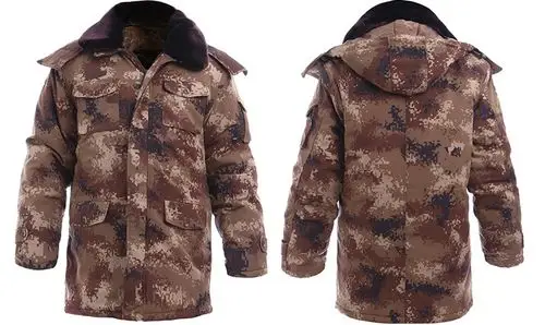 武井虎斑二炮空军荒漠迷彩加厚全棉军大衣带内胆防寒保安作训大.