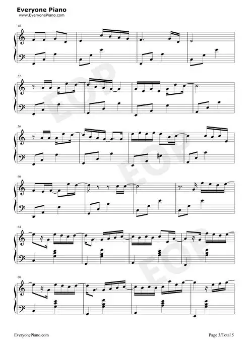 第一次-光良五线谱预览3-钢琴谱文件(五线谱,双手简谱,数字谱,midi