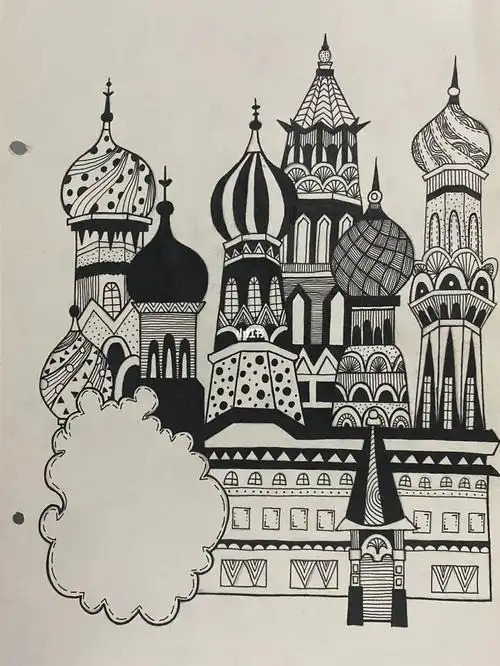 临摹  #手绘临摹  #黑白线描  #黑白画  #简笔画