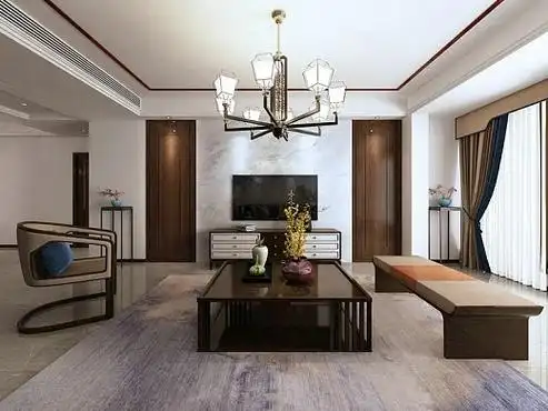 泰安三合御都130m05 阁楼复式简约新中式风格装修效果图