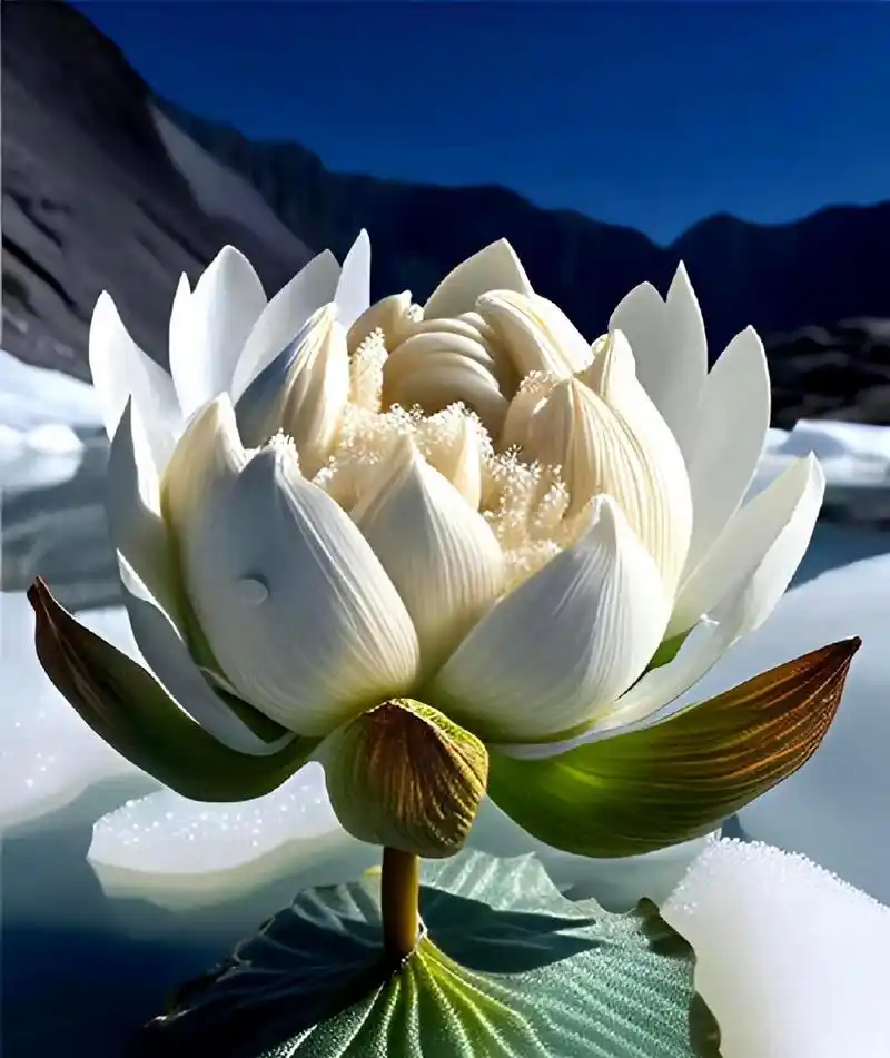 雪莲花冰清玉洁,象征吉祥如意和好运连连.