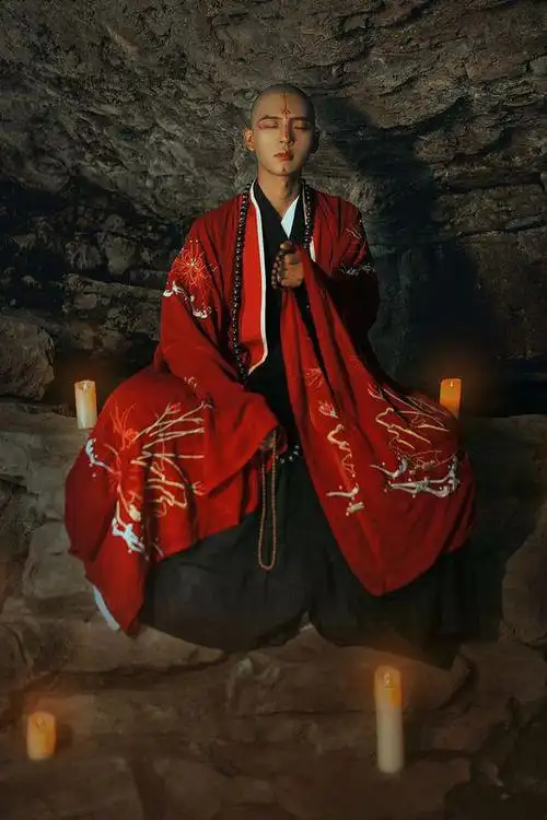 谁有抖音红衣和尚站在水里喝酒的高清图片,我想做壁纸