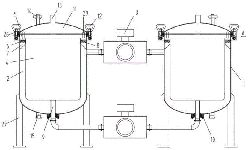 器是也称双联切换过滤器它是由两台不锈钢过滤器并联而成,具有结构