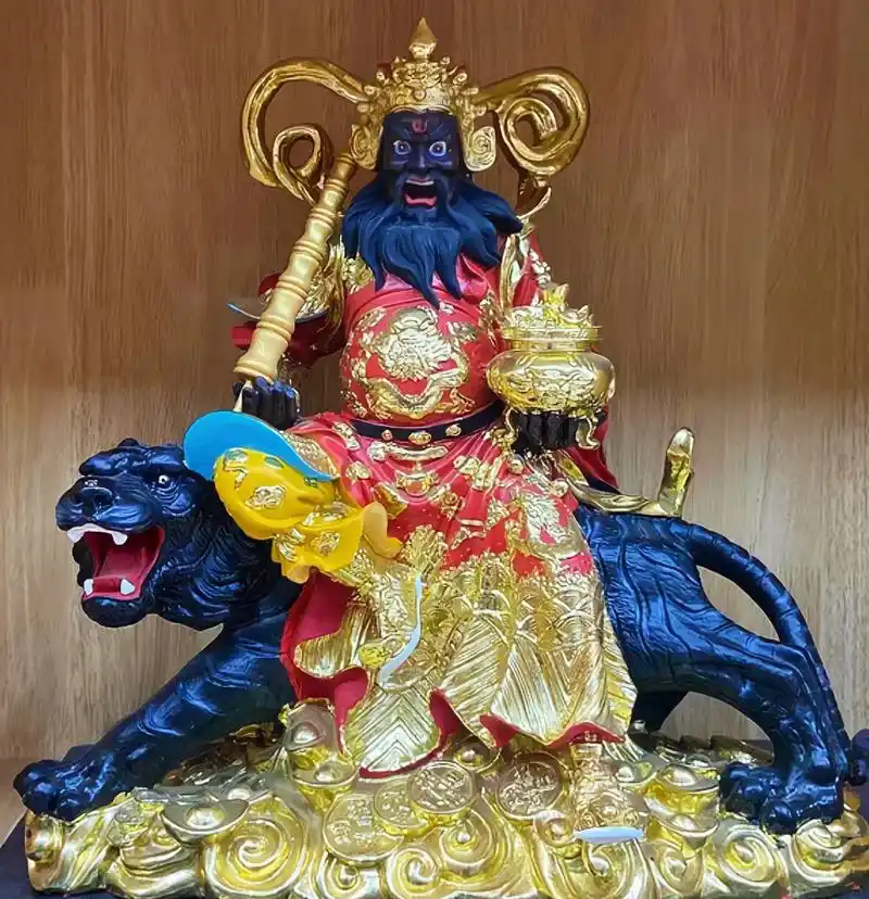 赵公明神像彩绘五路财神骑虎武财神赵公明.