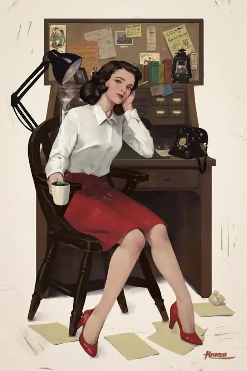 韩国画师 haren 欧美复古风人物插画