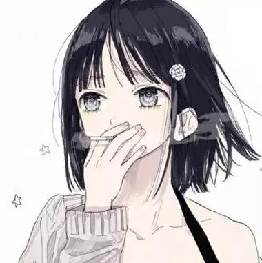 动漫女生头像二次元抽烟简约