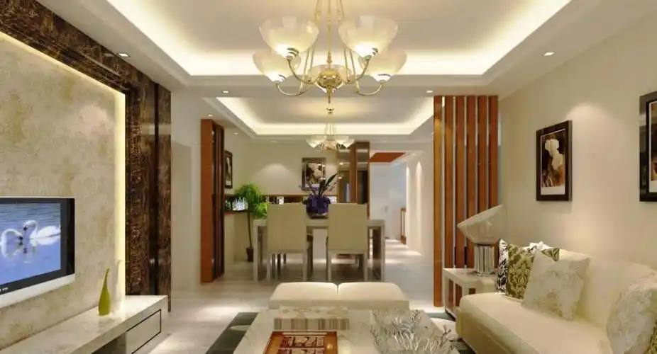 小户型现代餐厅客厅一体化吊顶装修设计效果图