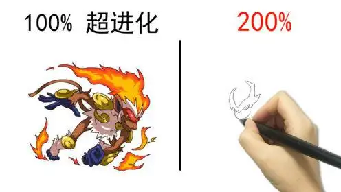 烈焰猴100%超进化vs200%超进化,变化太大了,哈哈